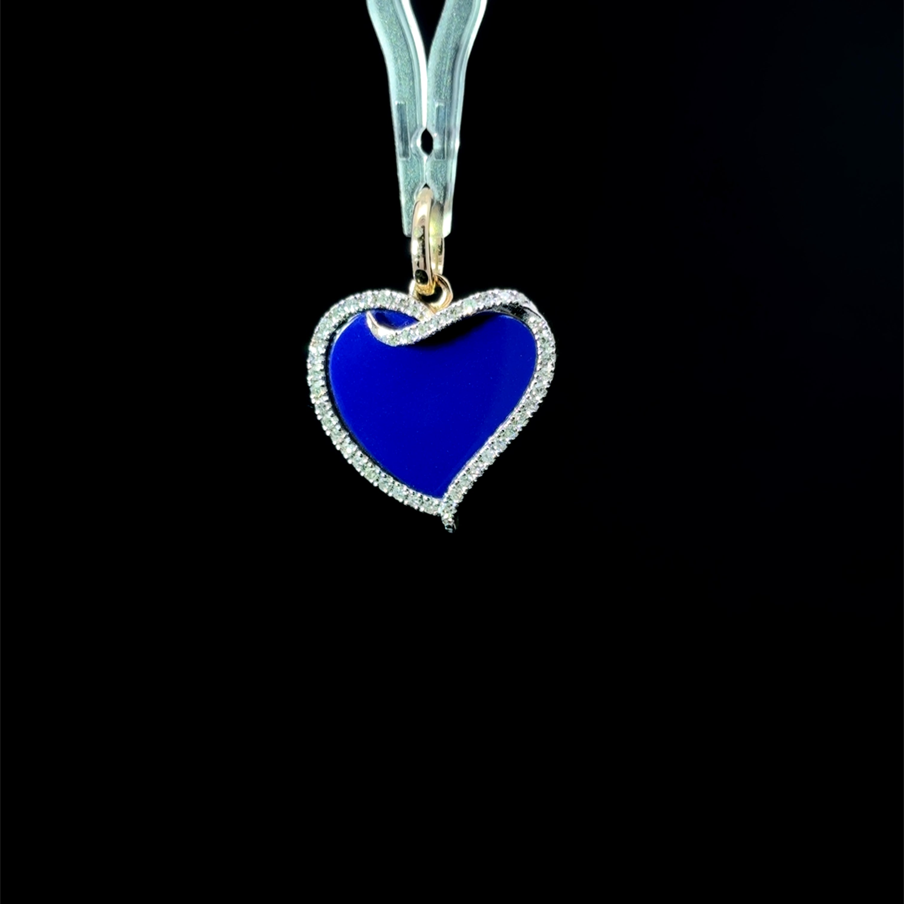 Lapis Lazuli & Diamond Yellow Gold Heart Charm