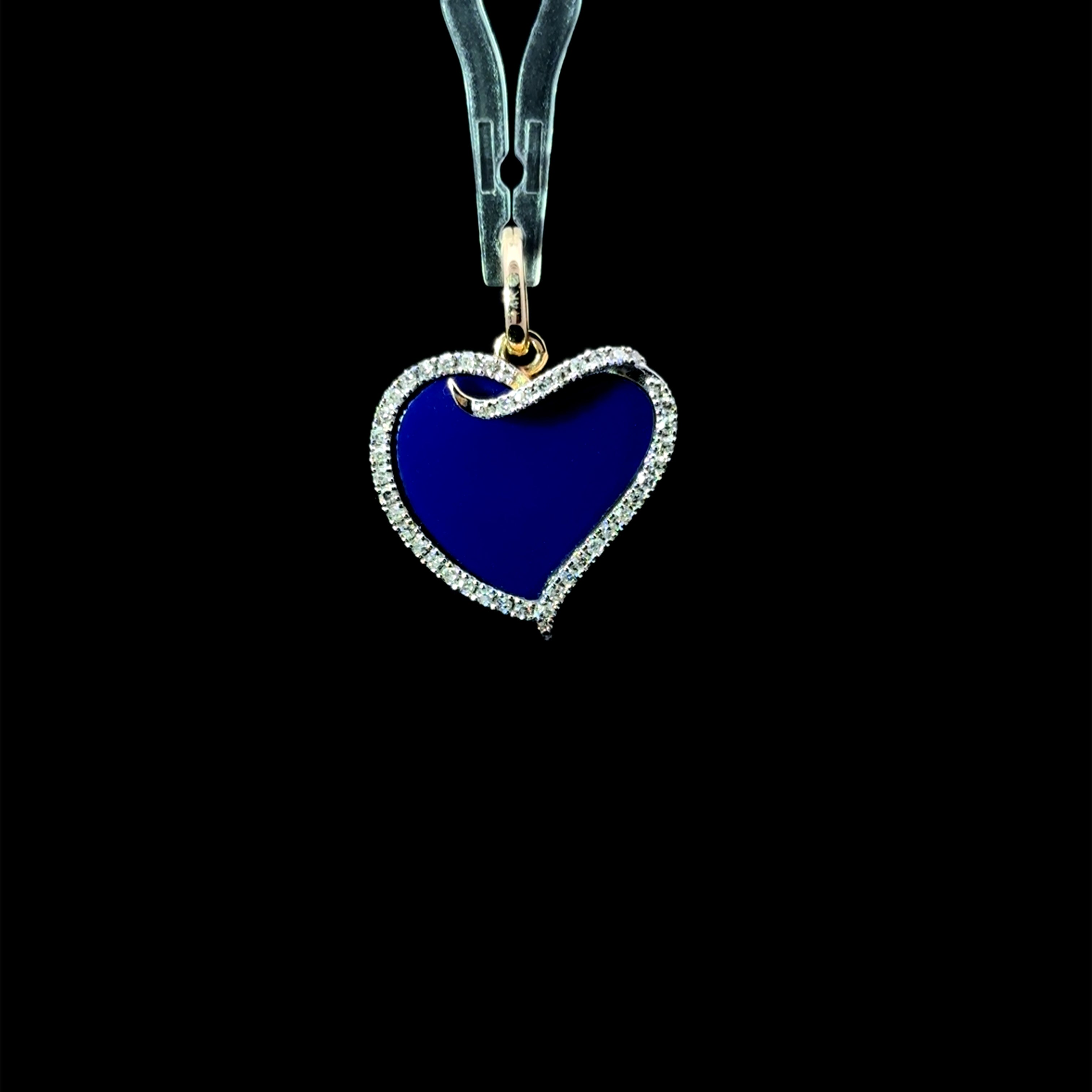 Lapis Lazuli & Diamond Yellow Gold Heart Charm
