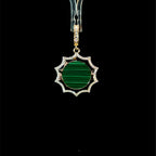 Malachite & Diamond Sun Yellow Gold Charm