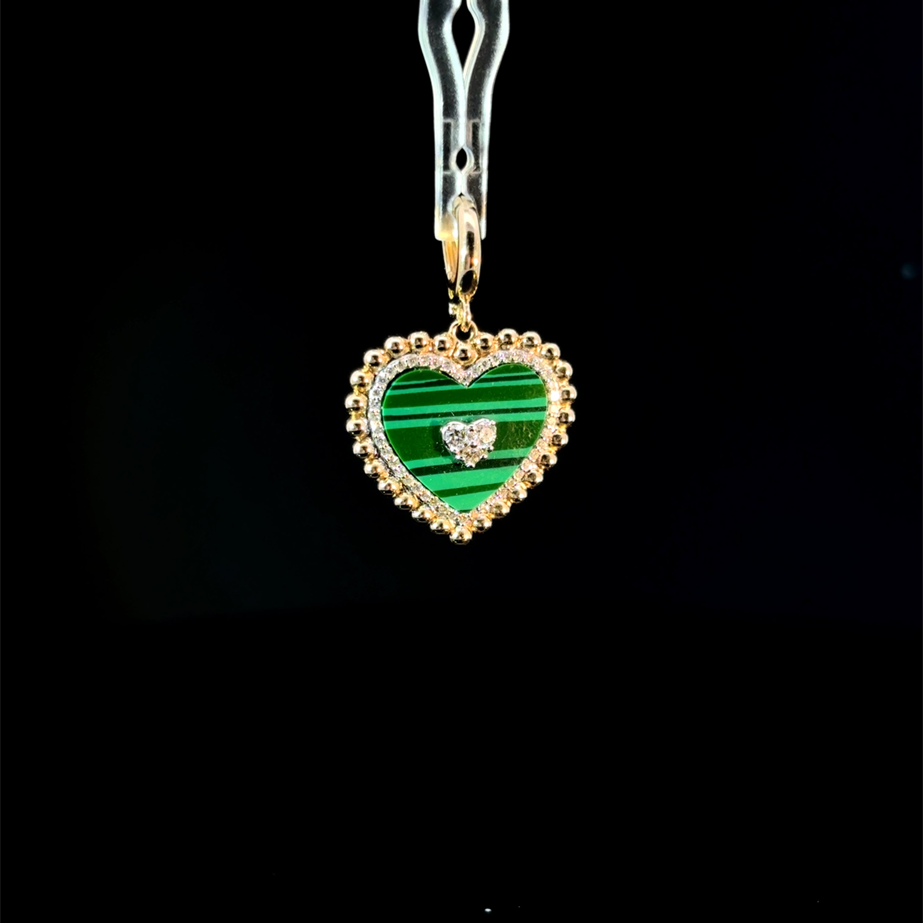 MALACHITE DIAMOND HEART