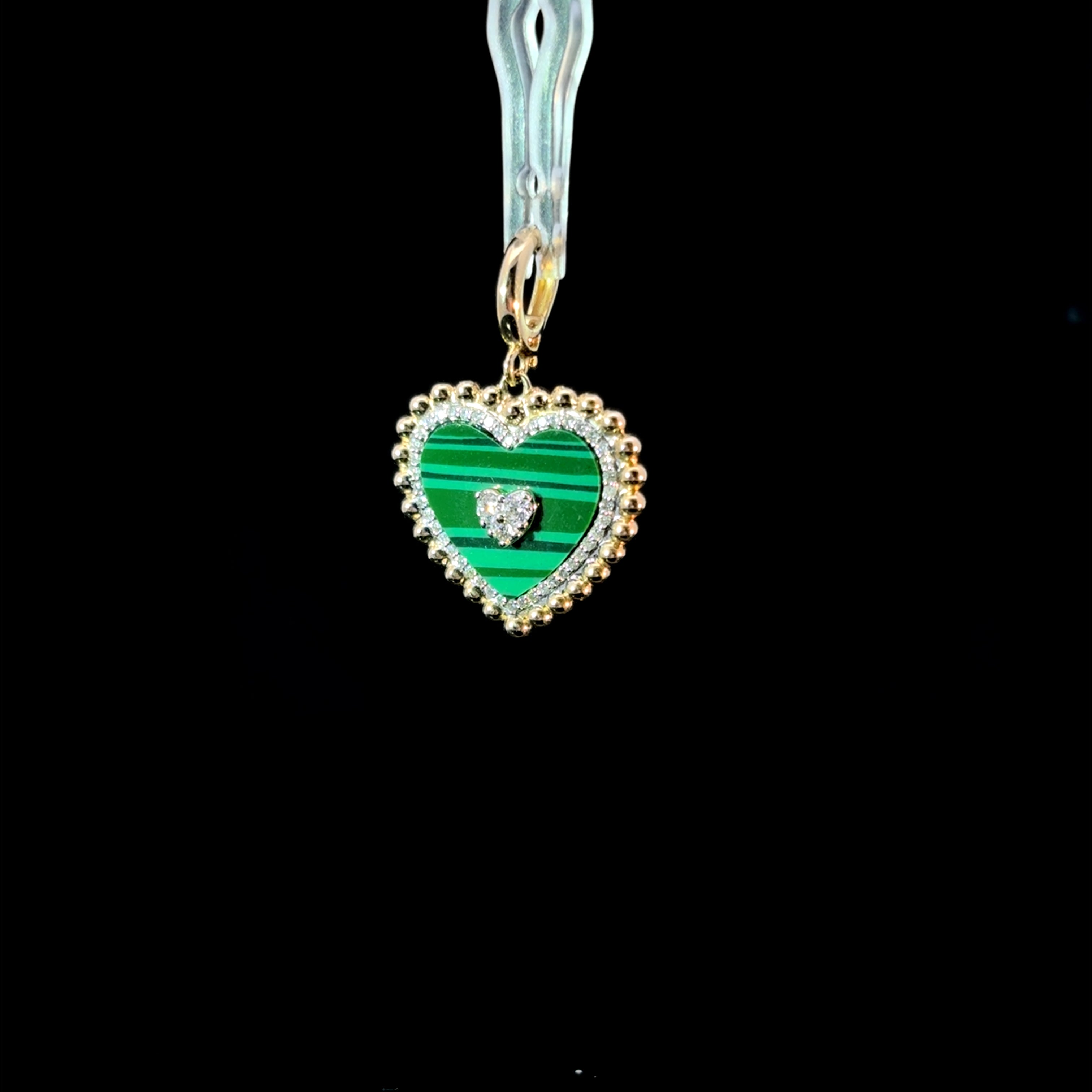 MALACHITE DIAMOND HEART