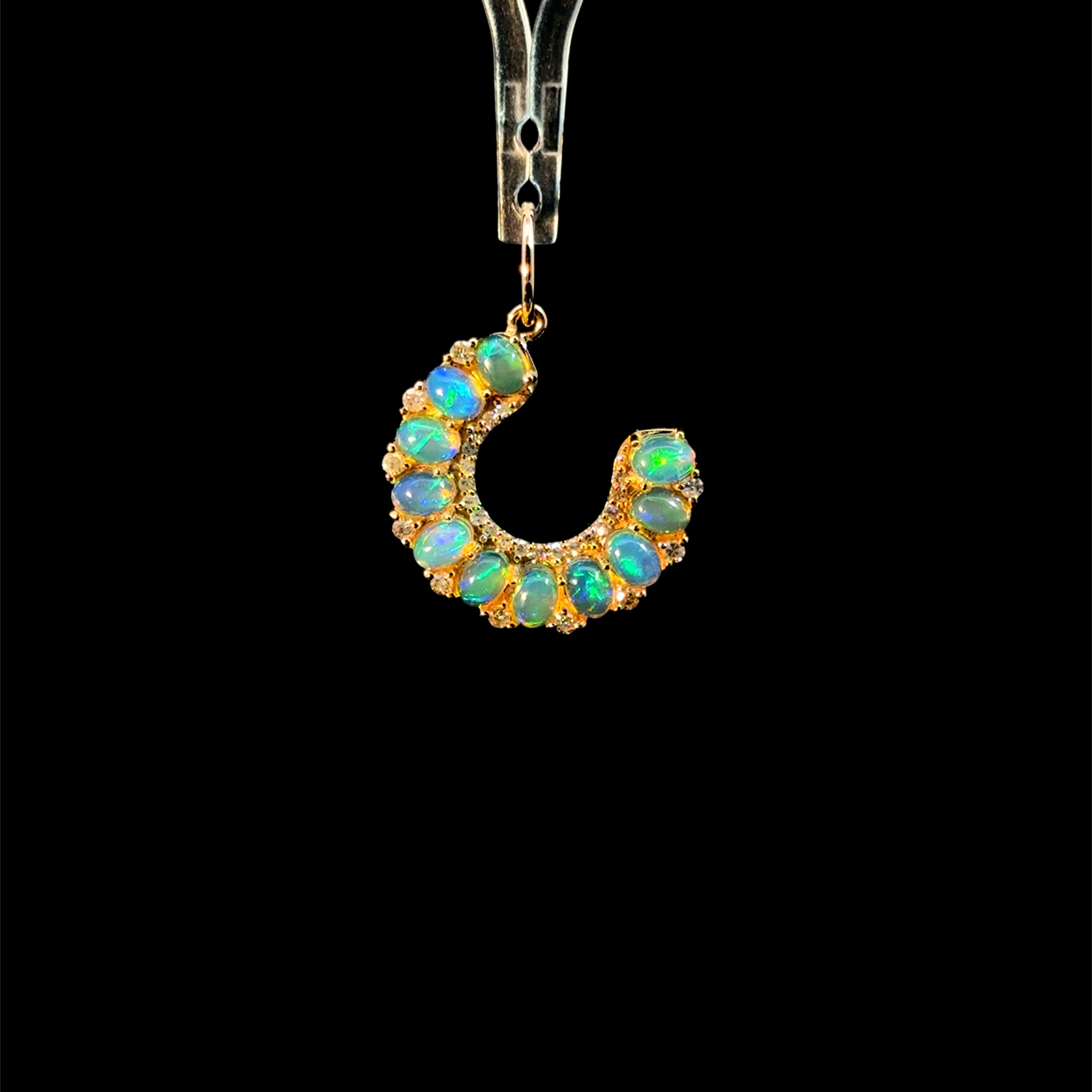 Opal Horseshoe Charm