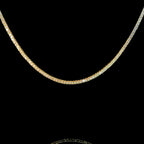 Half Diamond Yellow Gold Tennis Necklace 2.84CT