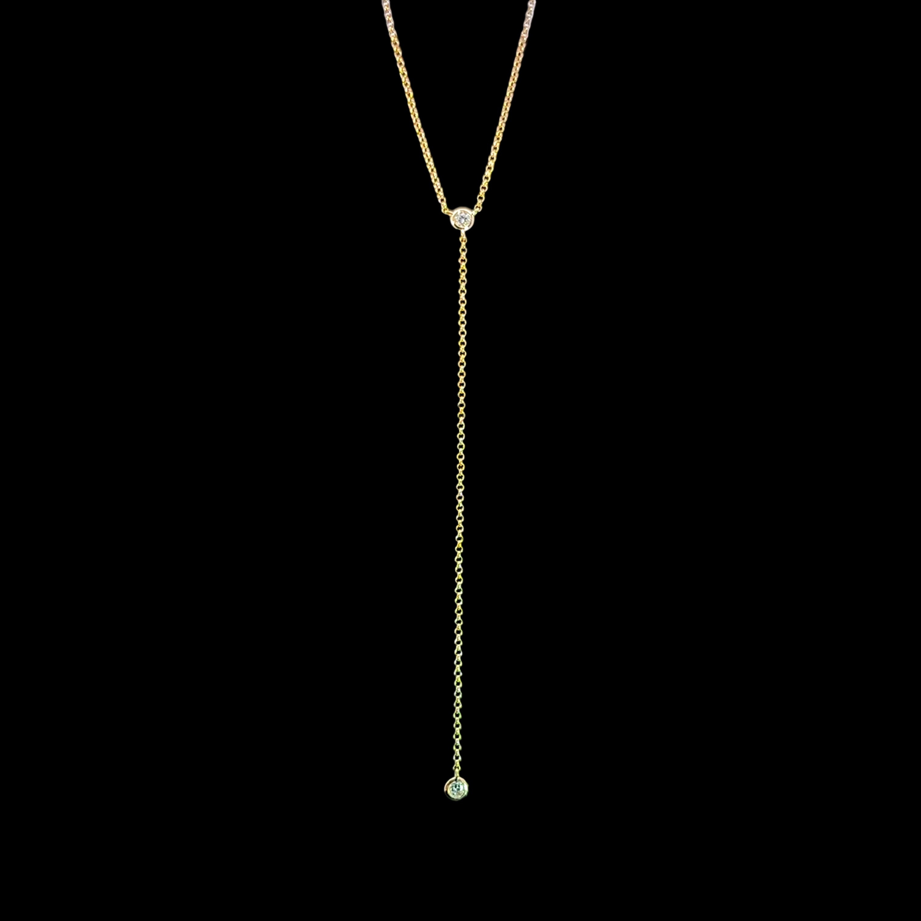 Bezel Diamond Lariat Necklace