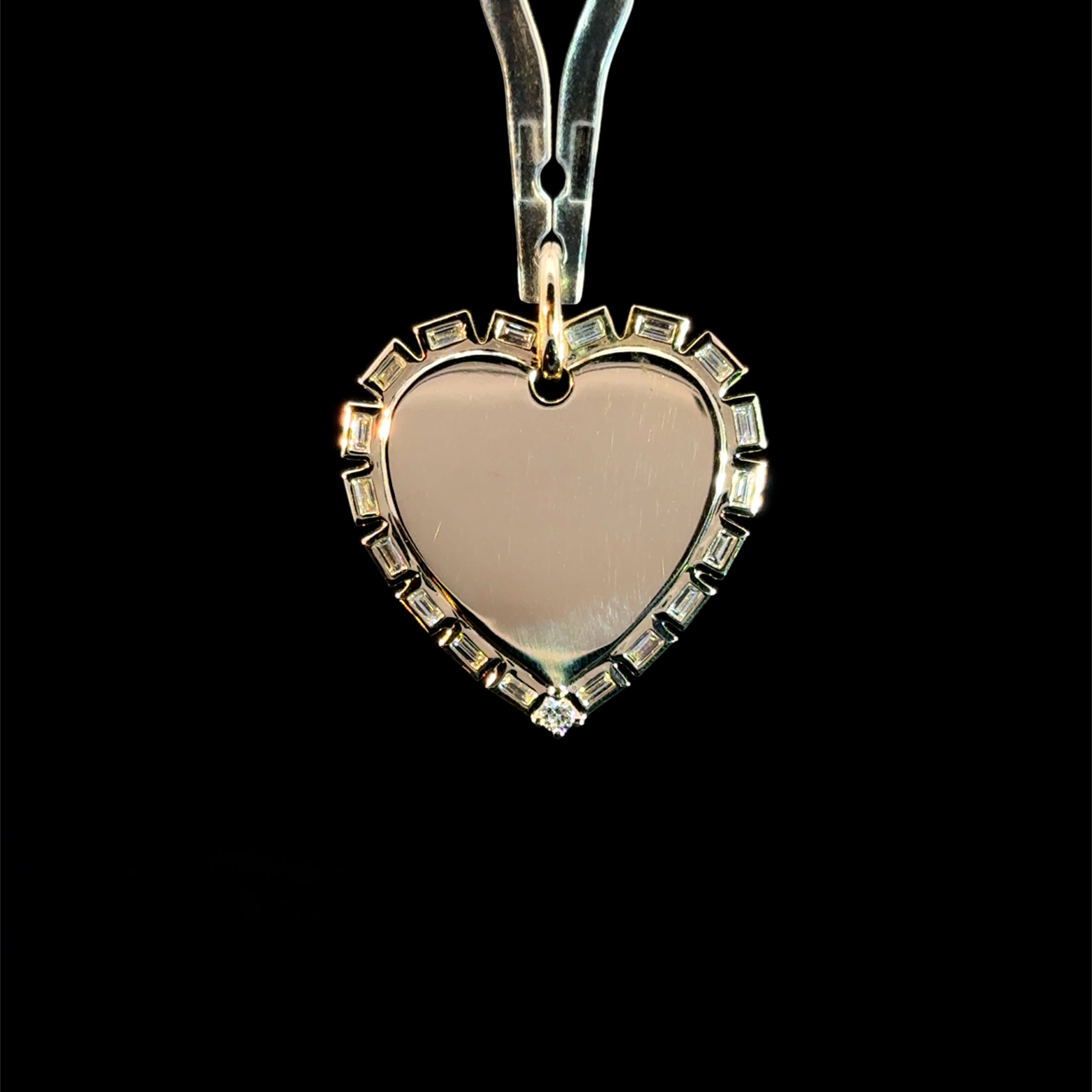 Golden Baguette Heart Charm