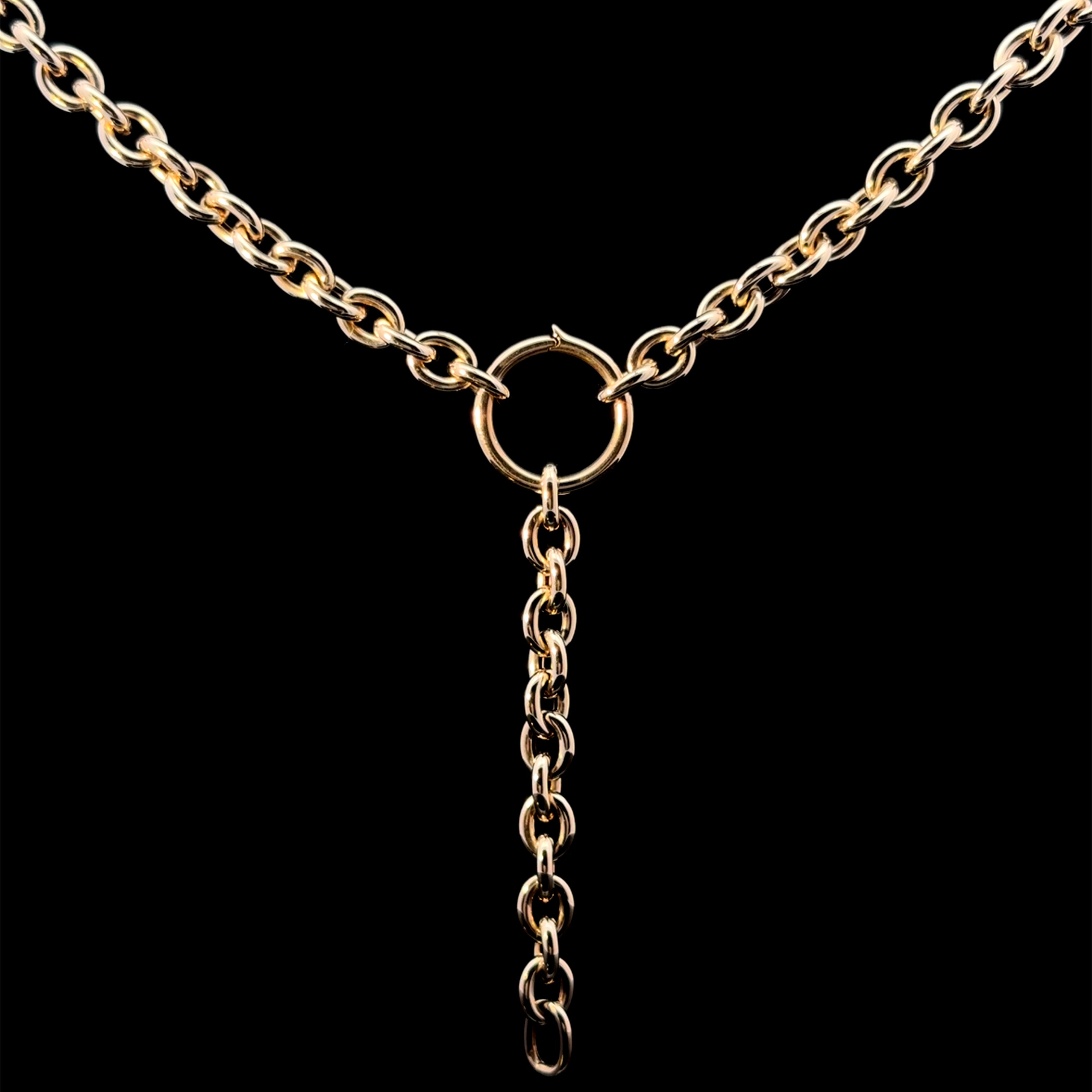 Oval Lariar Yellow Gold Chain 18'