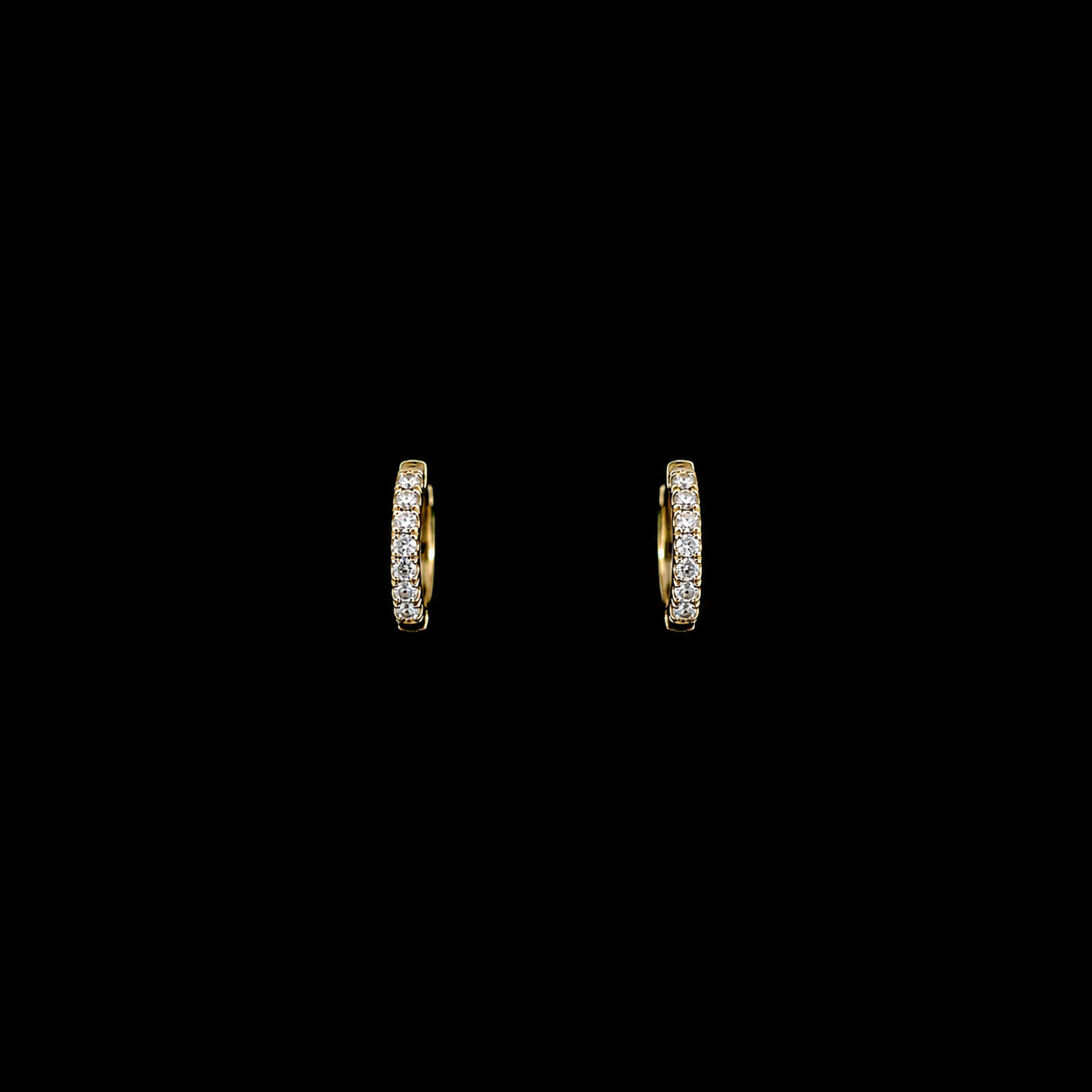 Petite Pavé Yellow Gold Diamond Earrings