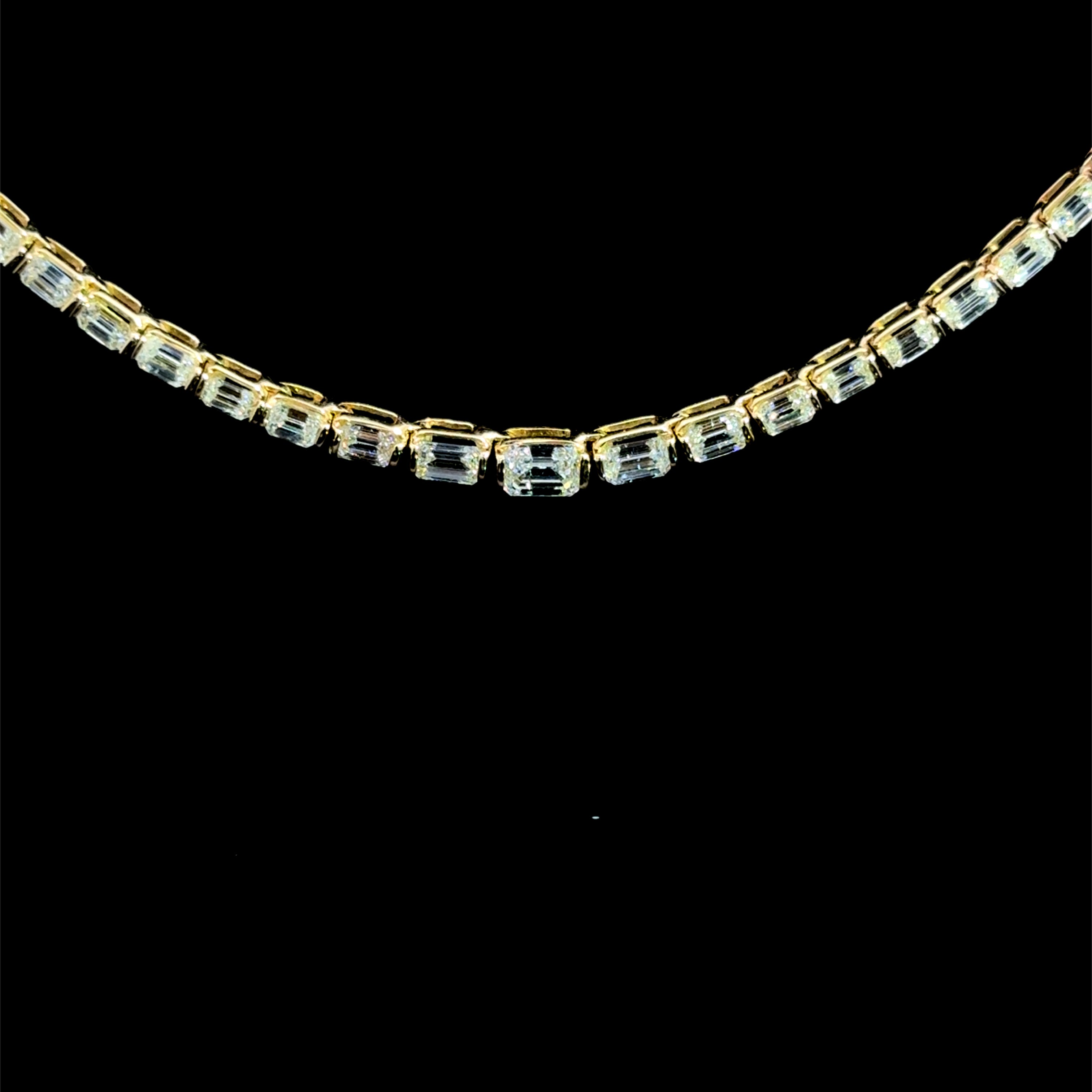 Bezel Set Emerald Diamond Necklace