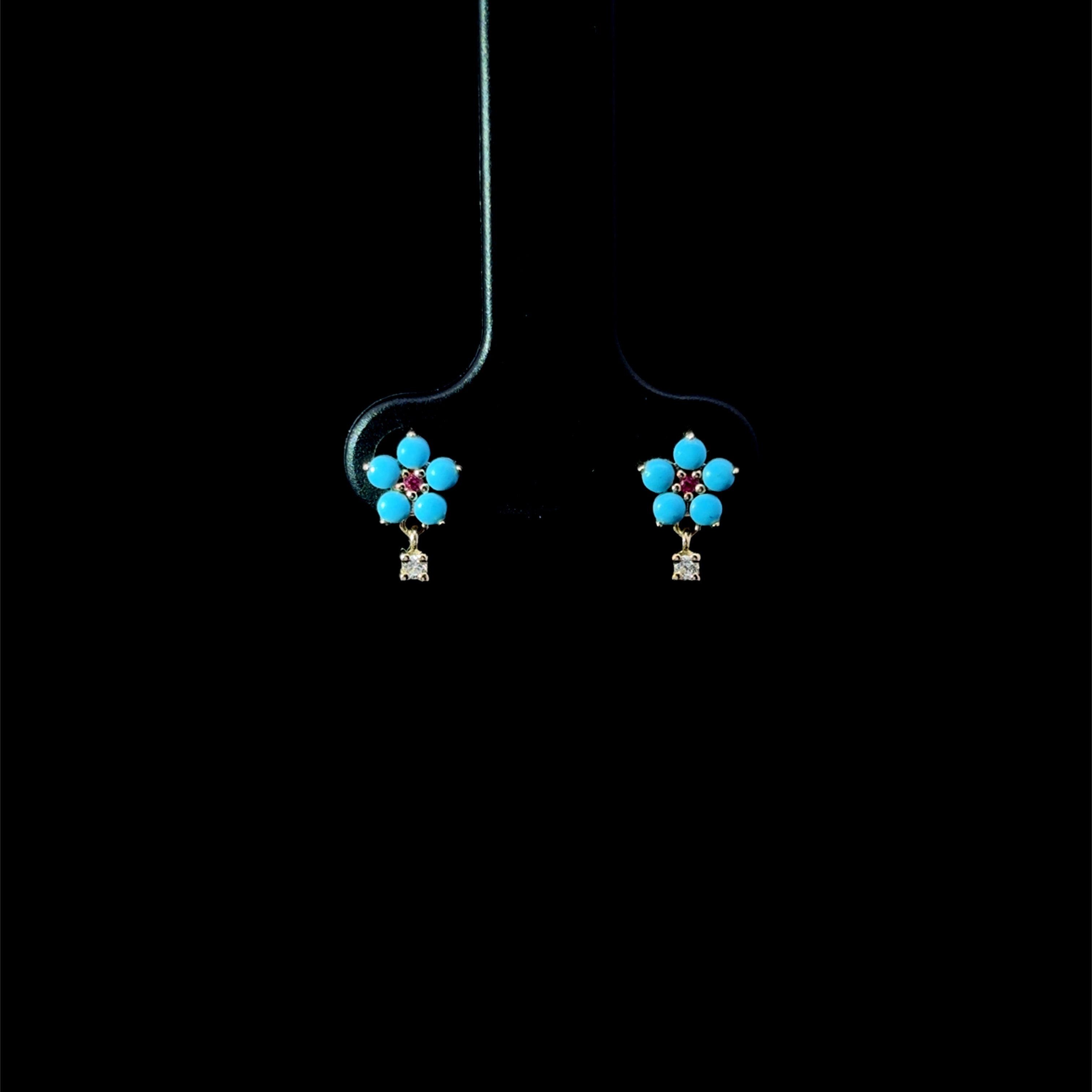 Turquoise Blossom Diamond Studs