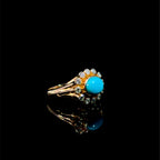 Golden Turquoise Flower Ring