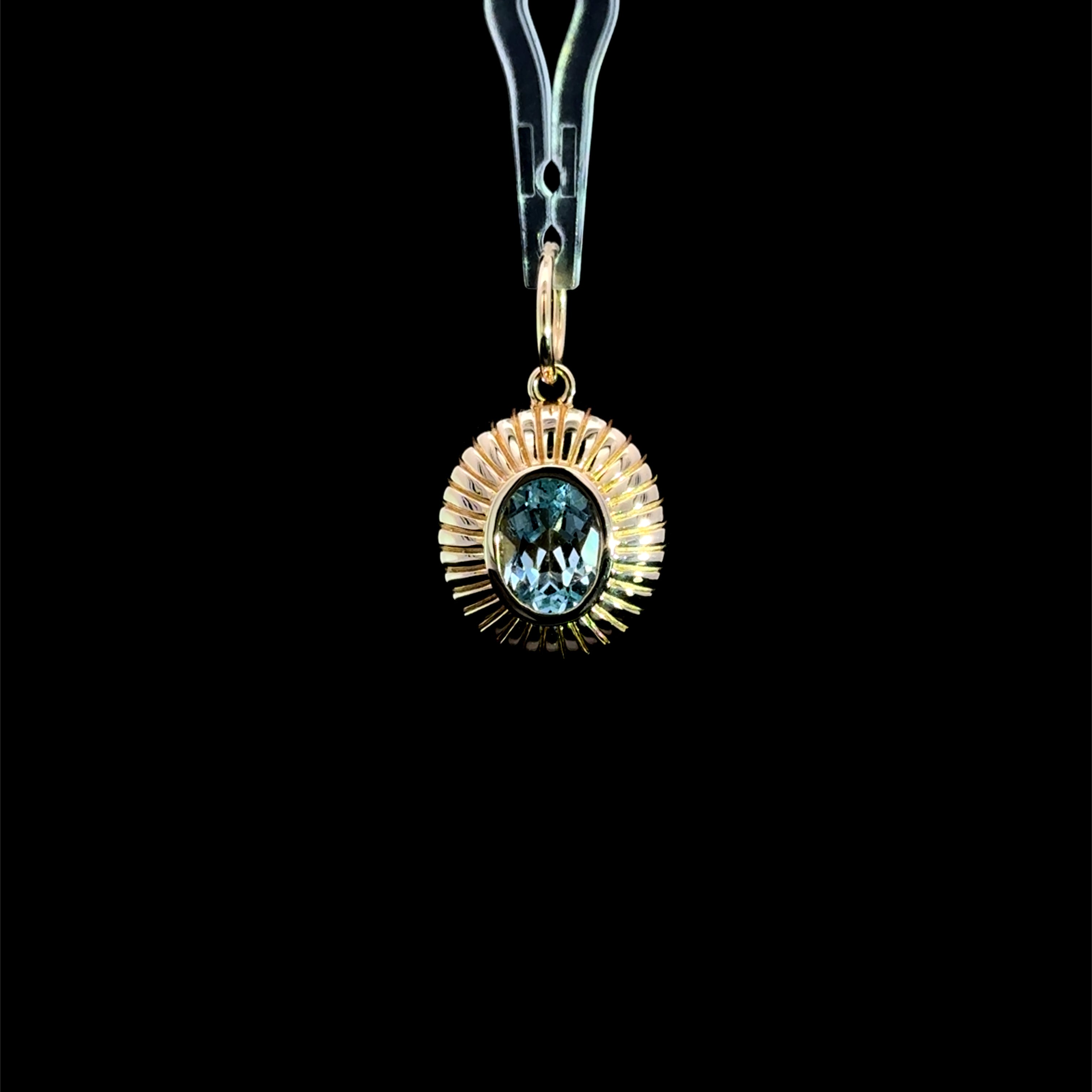 Ribbed Blue Topaz Charm