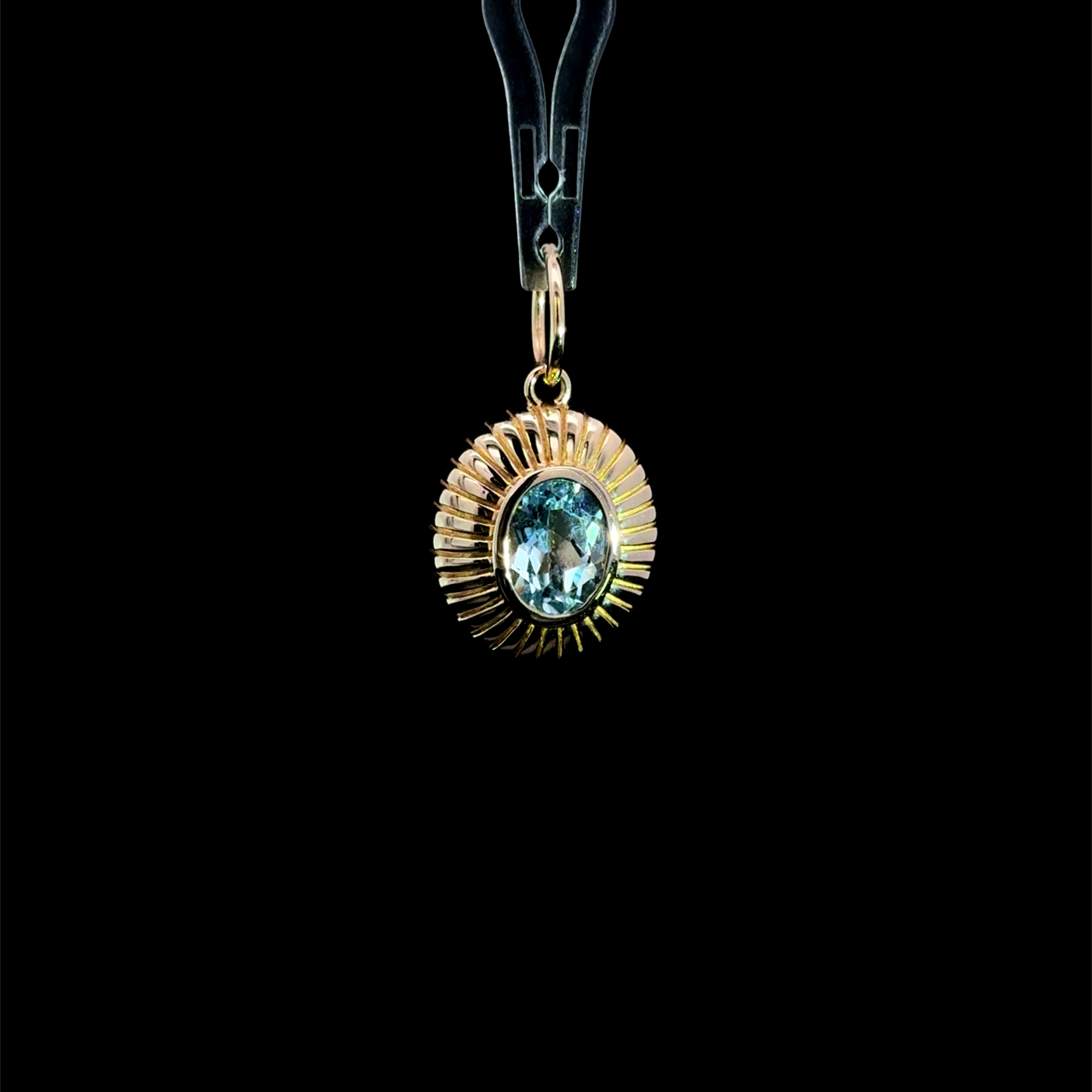 Ribbed Blue Topaz Charm