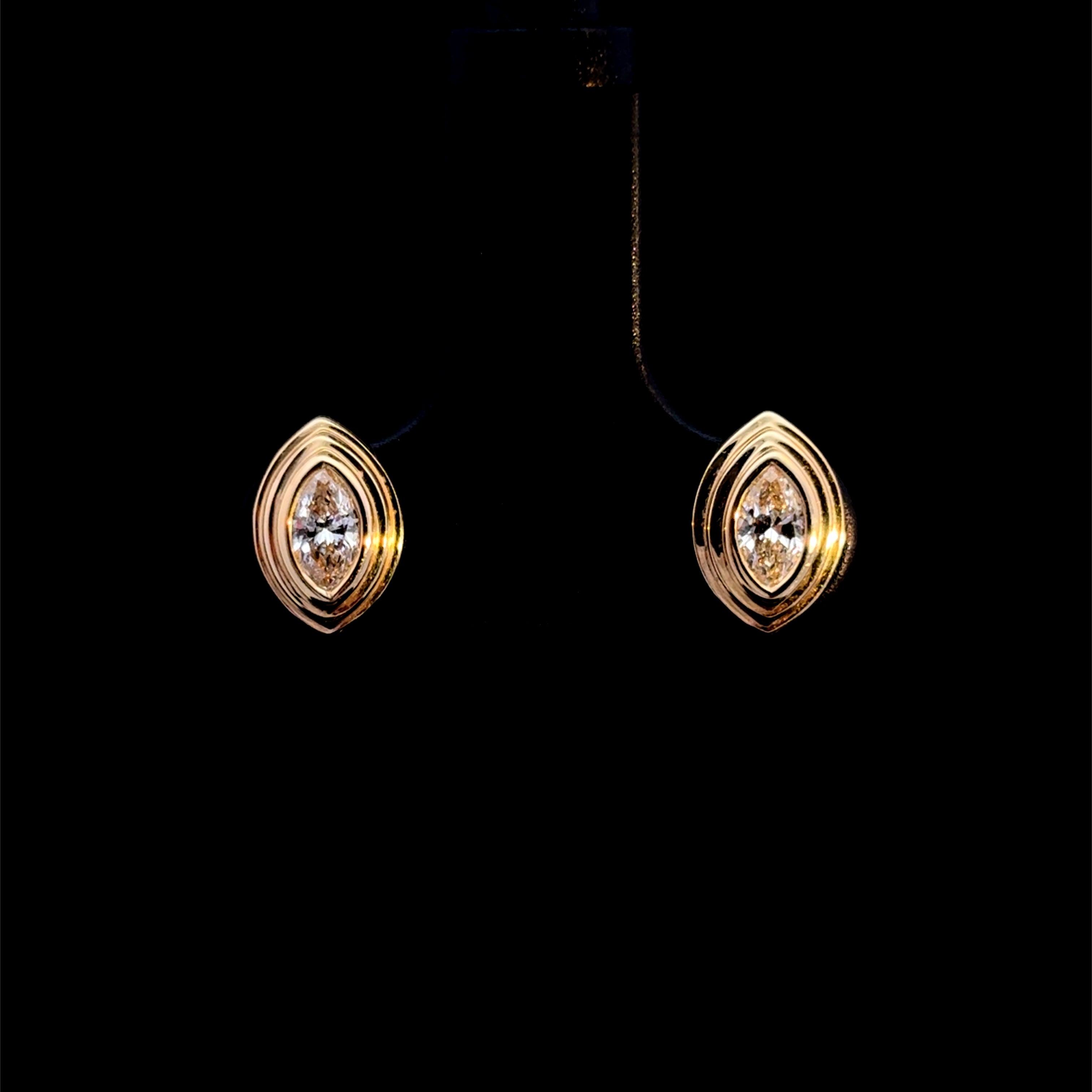 Ribbed Marquise Diamond Studs