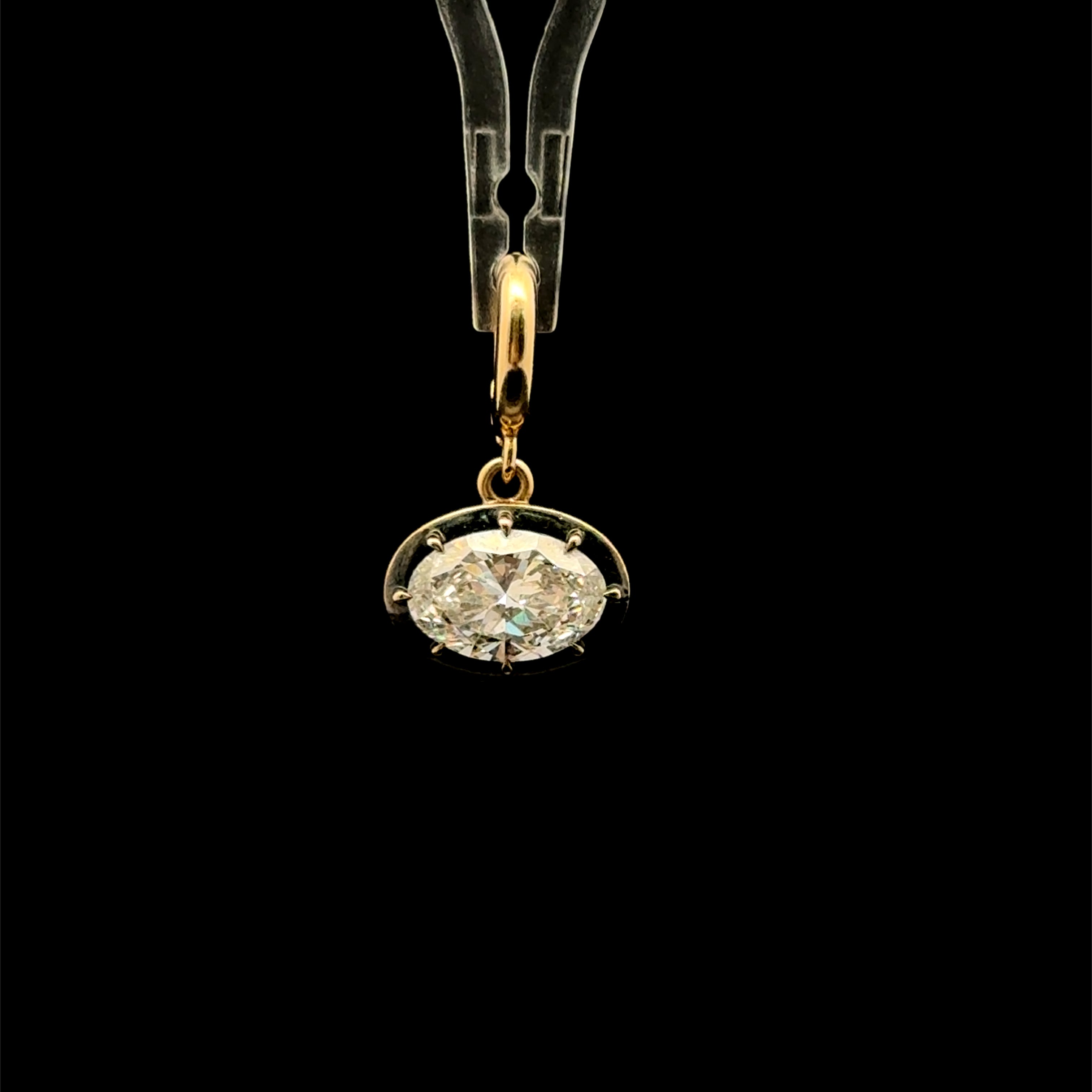 Oval Diamond Yellow Gold Charm
