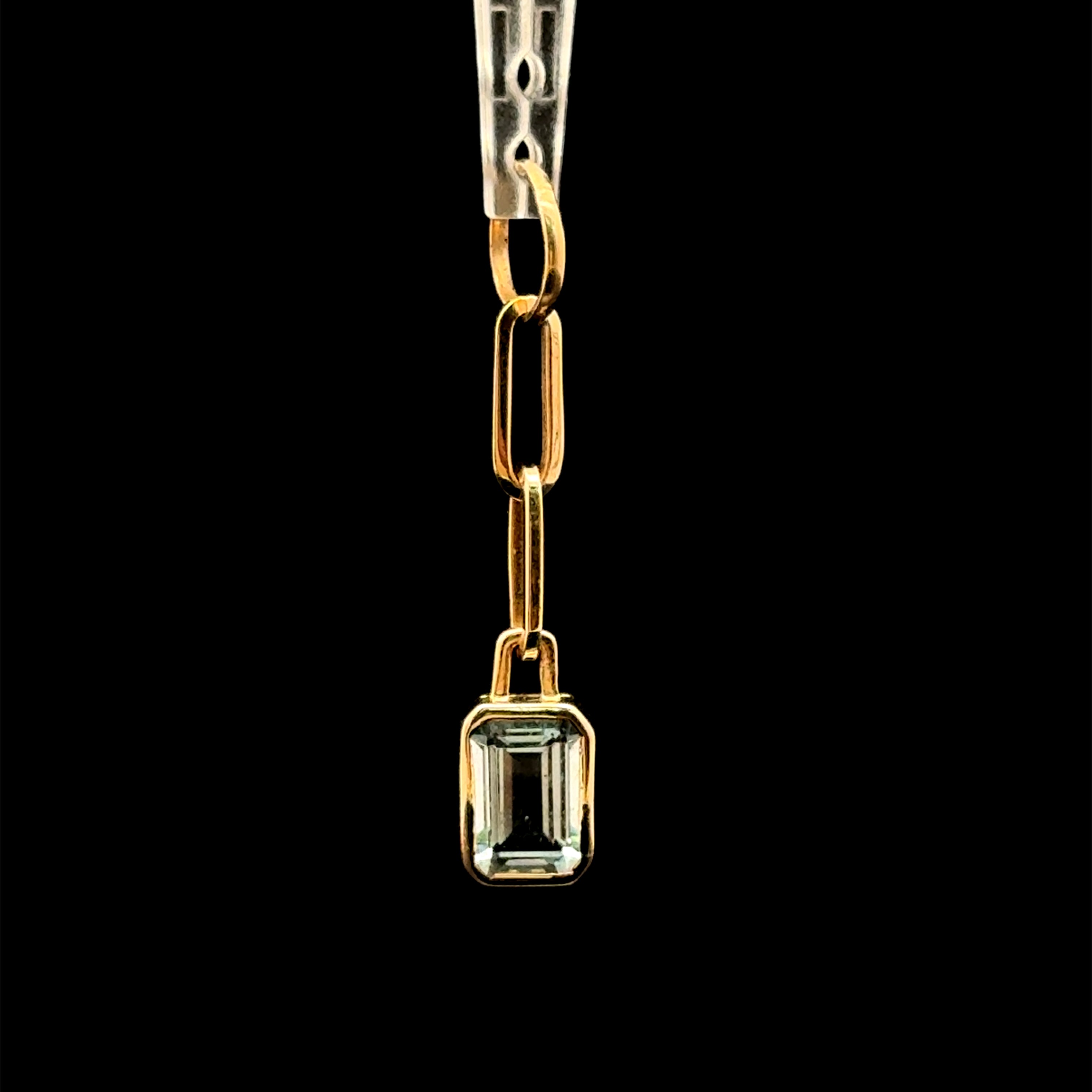 Emerald Cut Aquamarine Bezel Charm