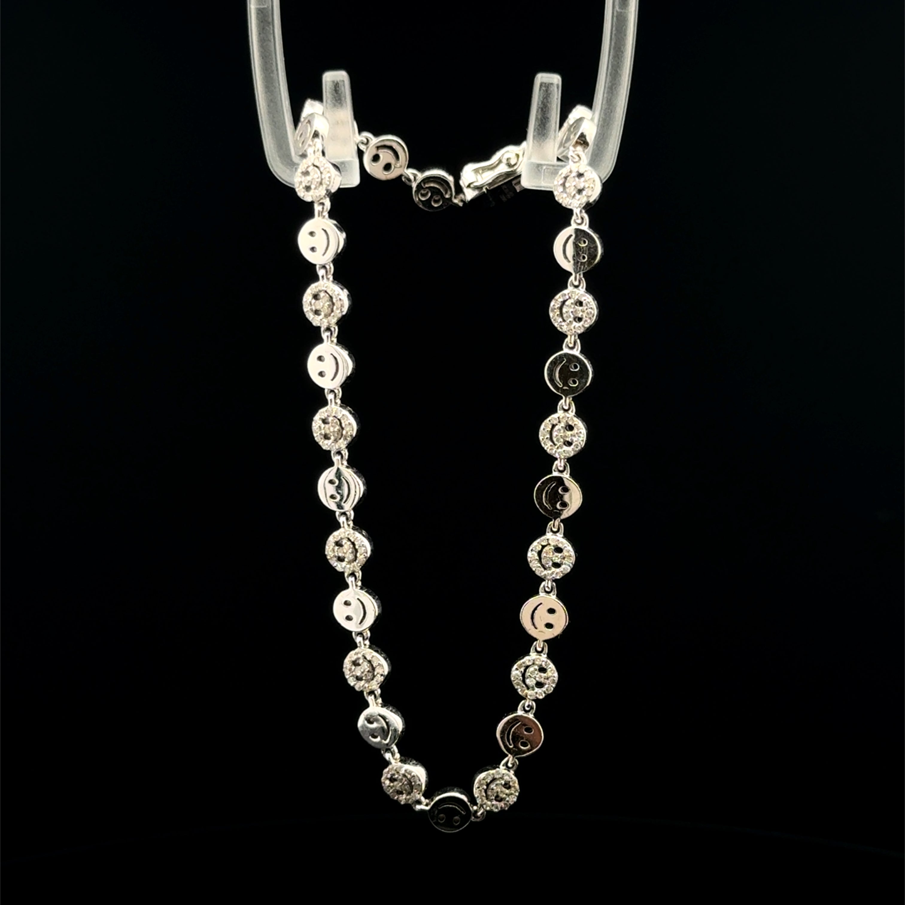 DIAMOND SMILEY FACE WHITE GOLD BRACELET