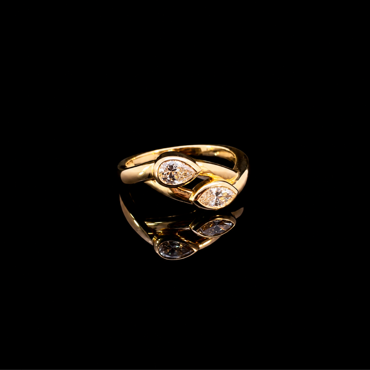 Duet Diamond Bypass Ring