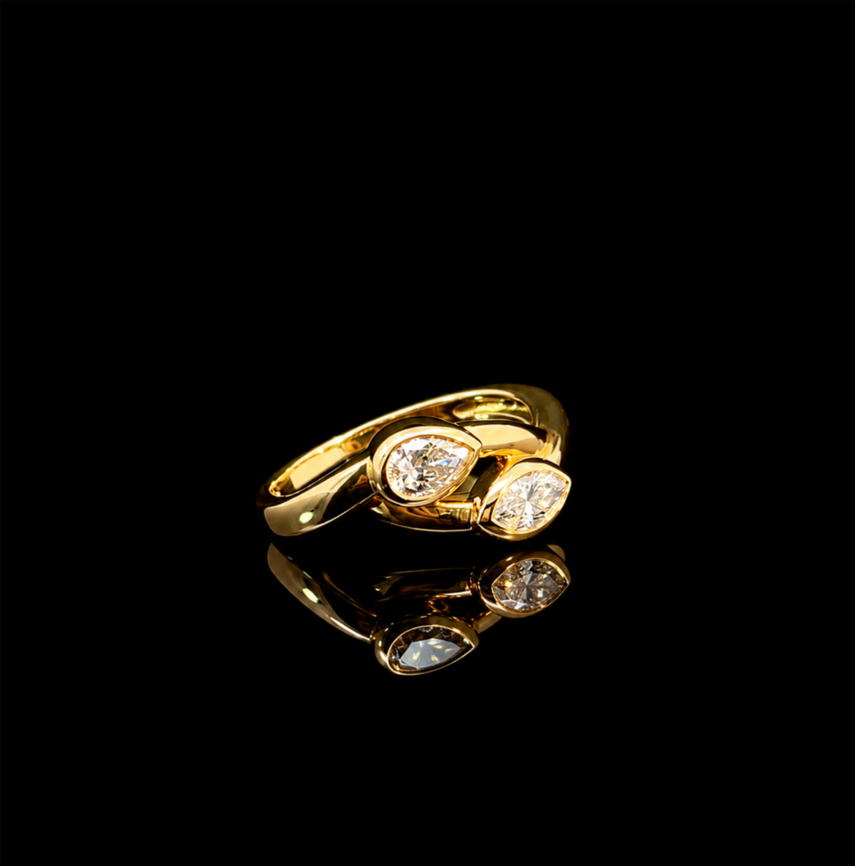 Duet Diamond Bypass Ring