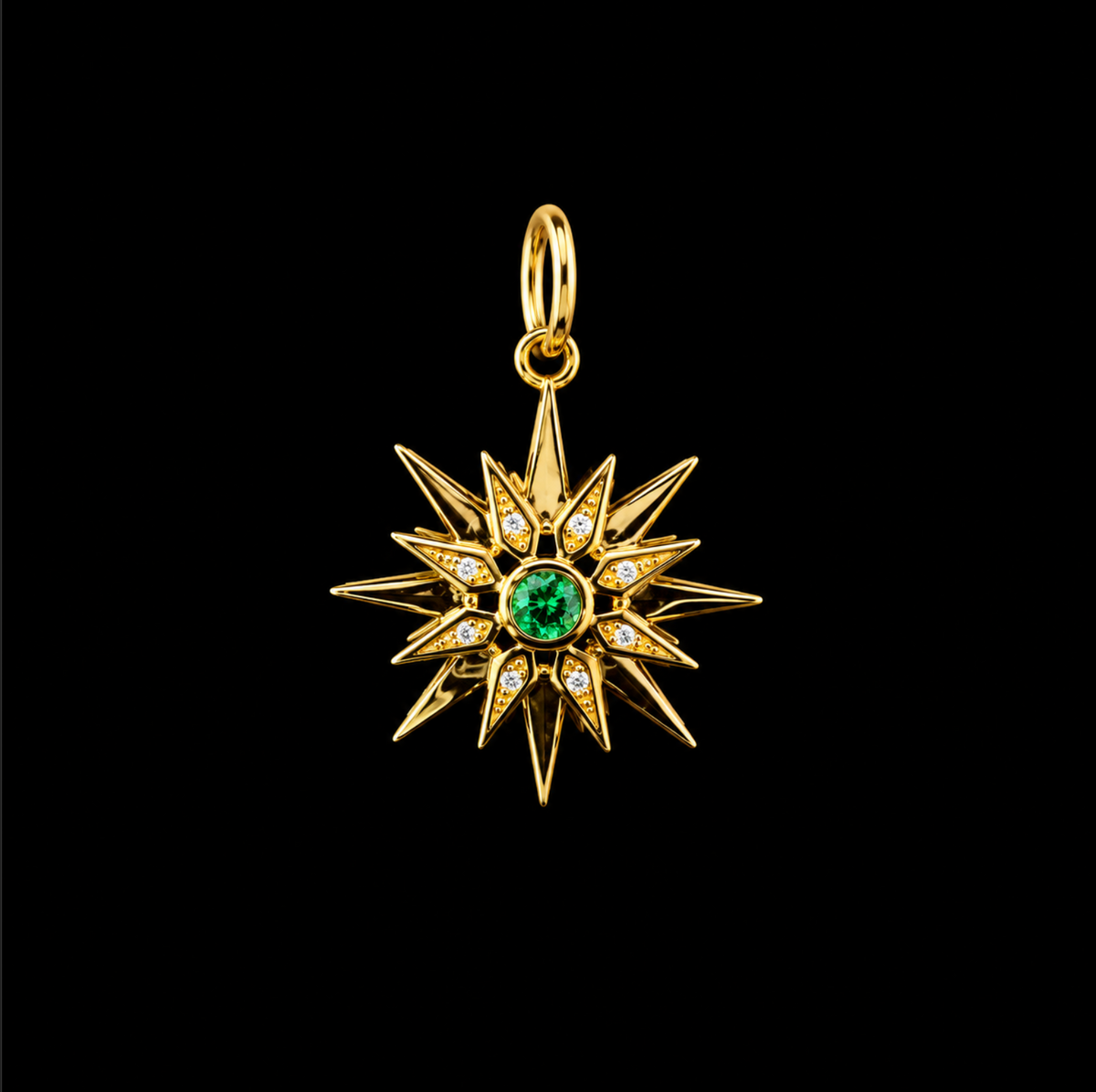 Diamond and Emerald Guiding Star Pendant