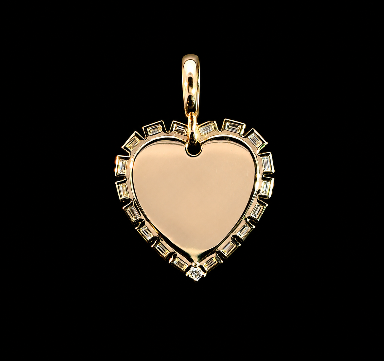 Golden Baguette Heart Charm