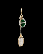 Dual Charm Diamond & Malachite Yellow Gold Charm