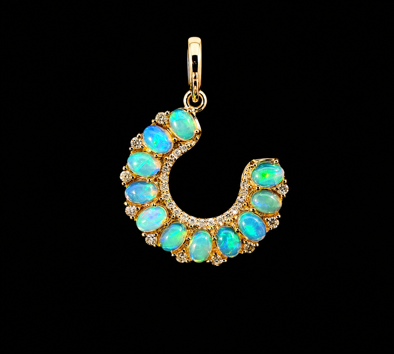 Opal Horseshoe Charm