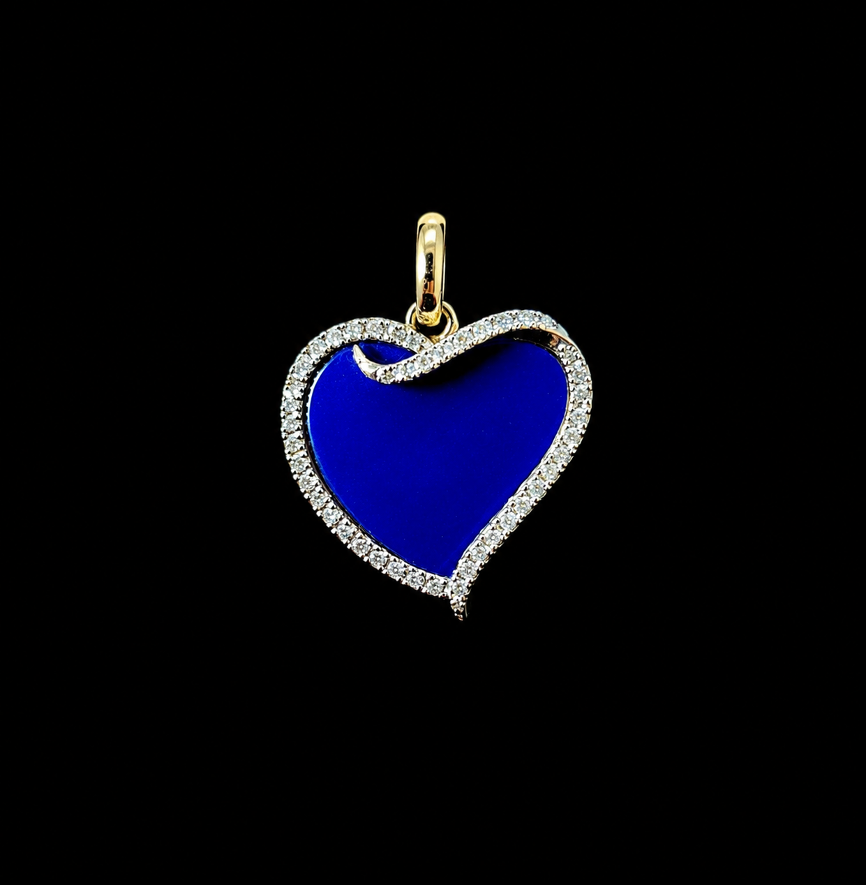 Lapis Lazuli & Diamond Yellow Gold Heart Charm