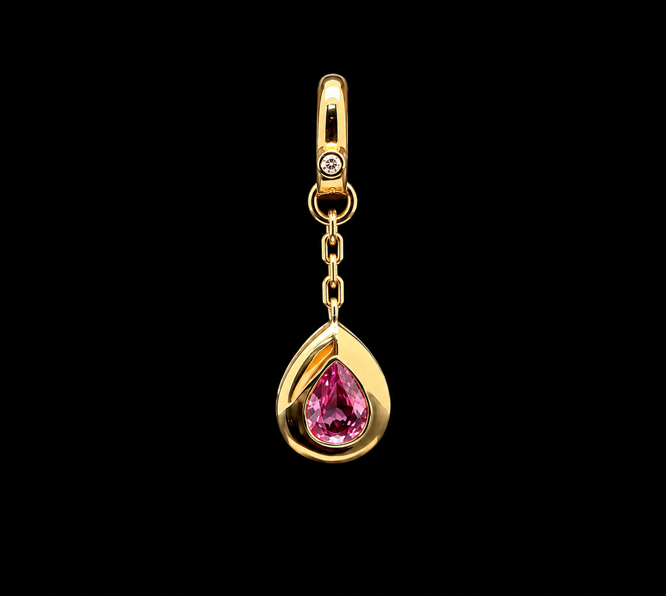 Golden Pink Sapphire Teardrop Charm