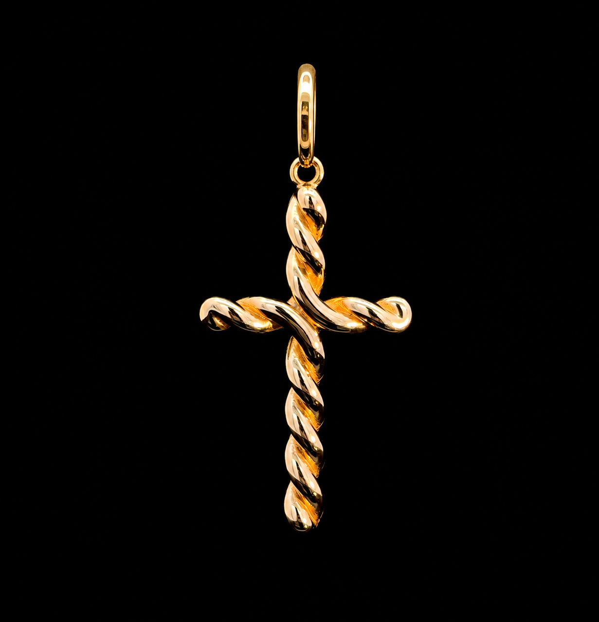 Spiral Yellow Gold Cross