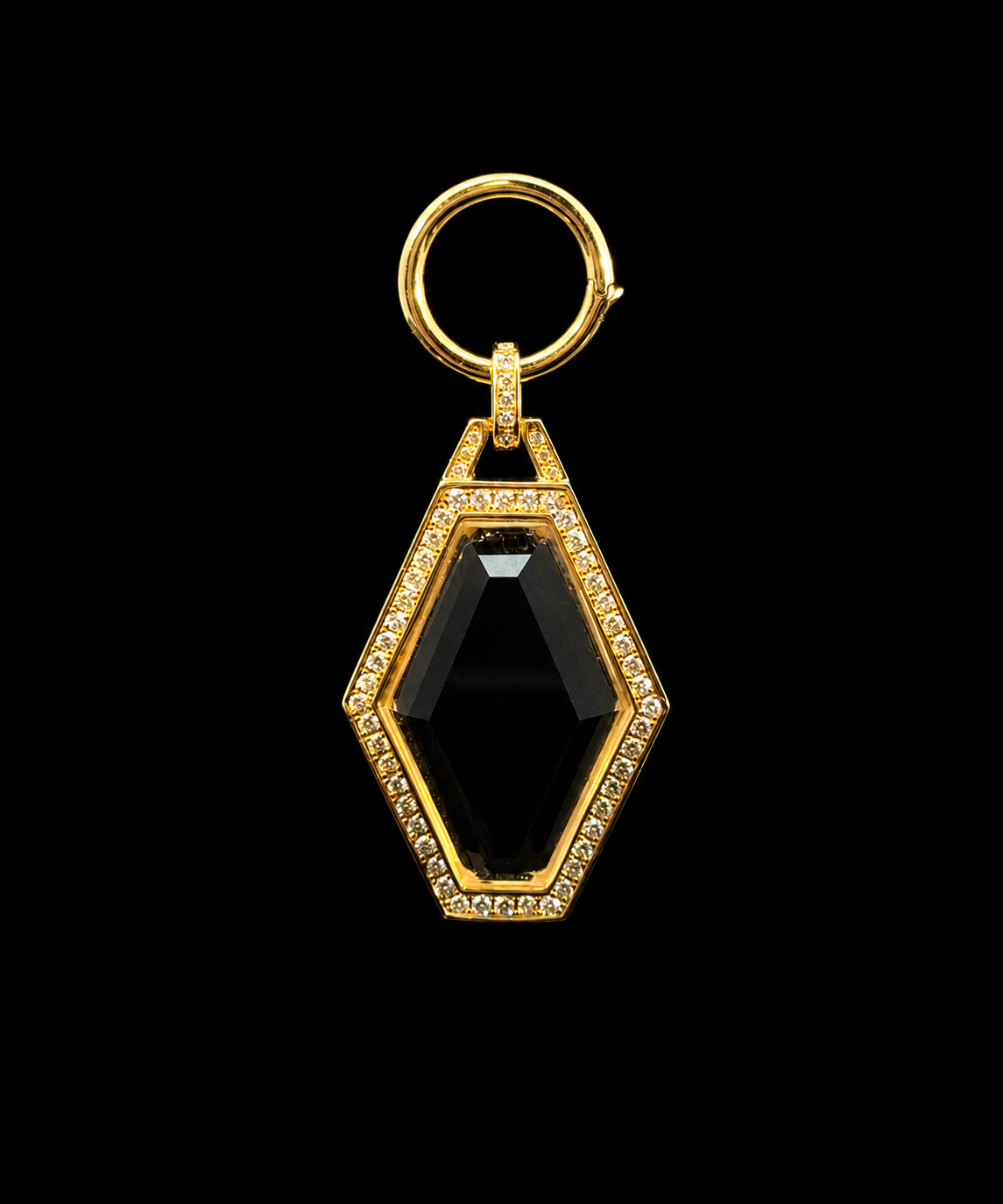 Elongated Topaz & Diamond Hex Pendant