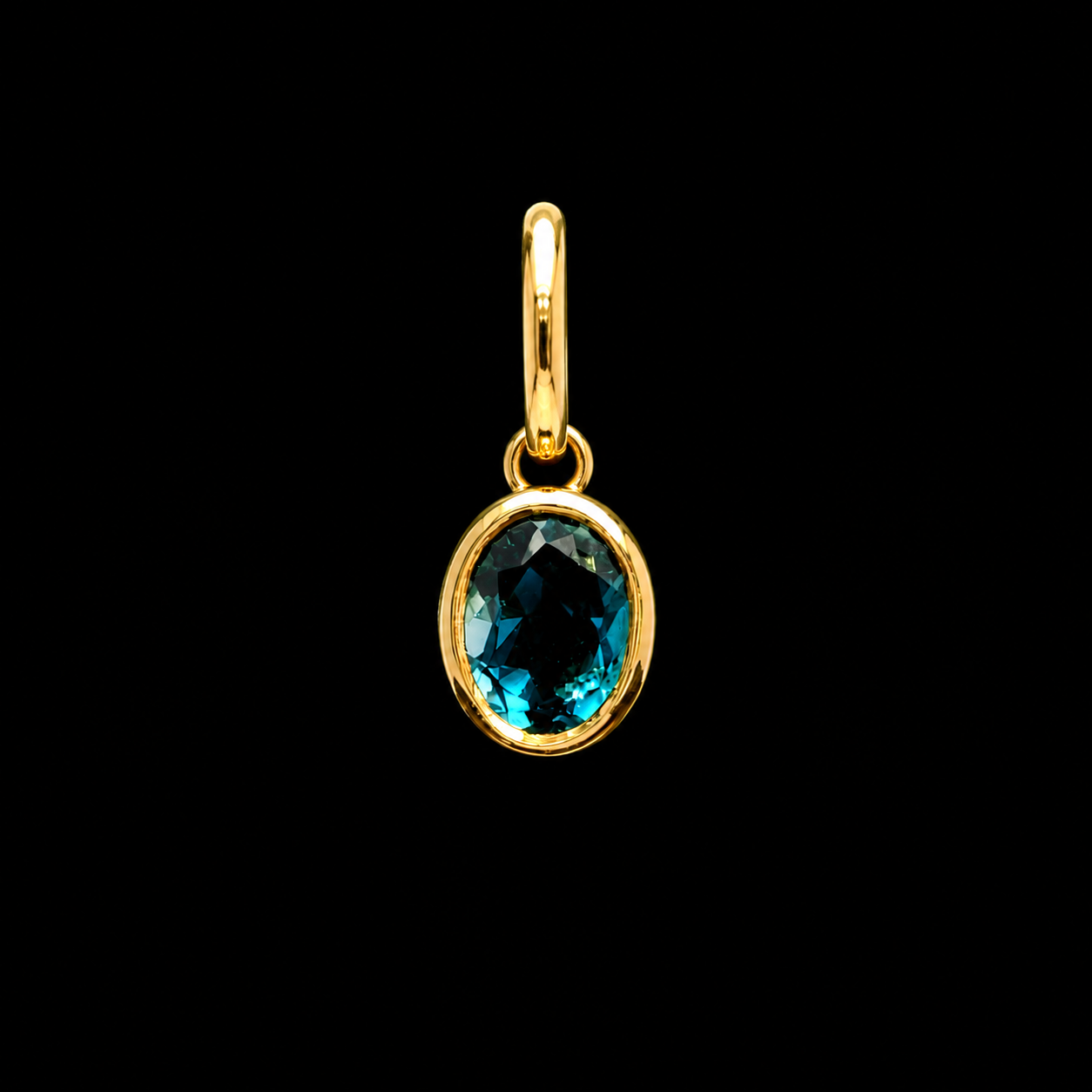Pear Shape Blue Topaz Bezel Charm