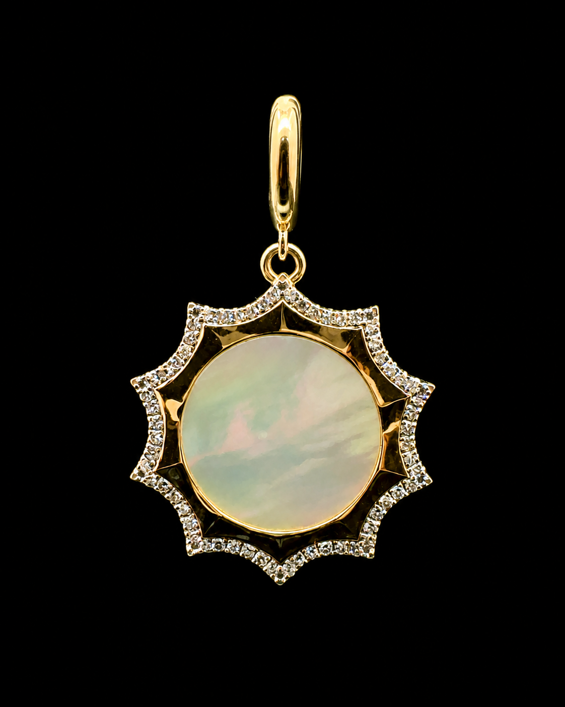 Perl & Diamond Sun Yellow Gold Charm