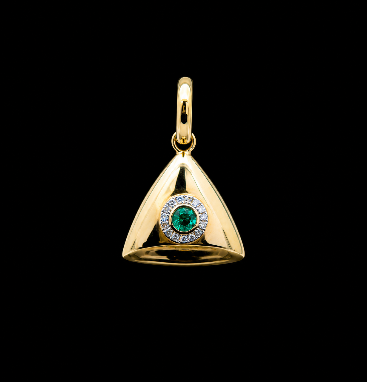 Mythical Eye Emerald & Diamond Yellow Gold Charm