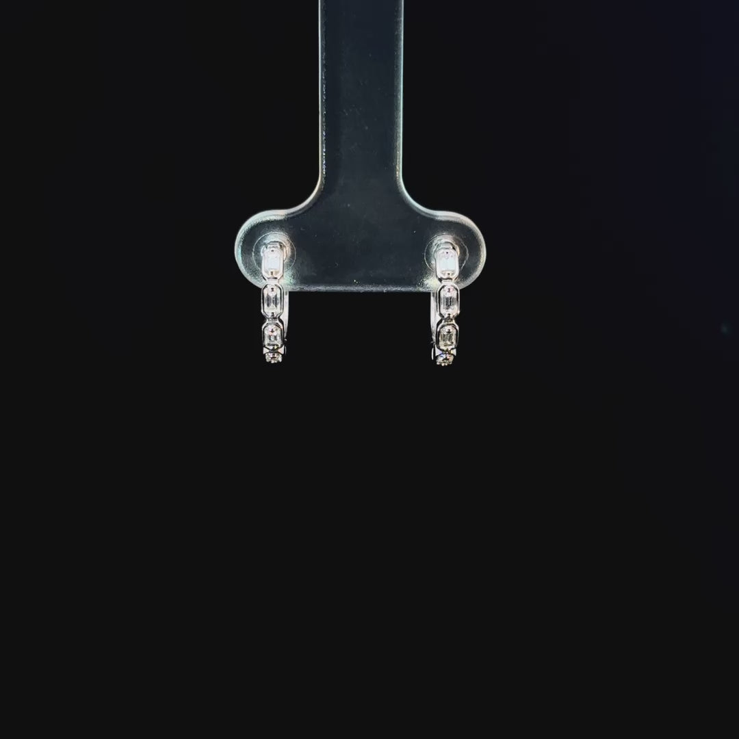 BAGUETTE BLANC HUGGIE EARRINGS