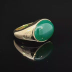 Green Agate Dome Ring Yellow Gold