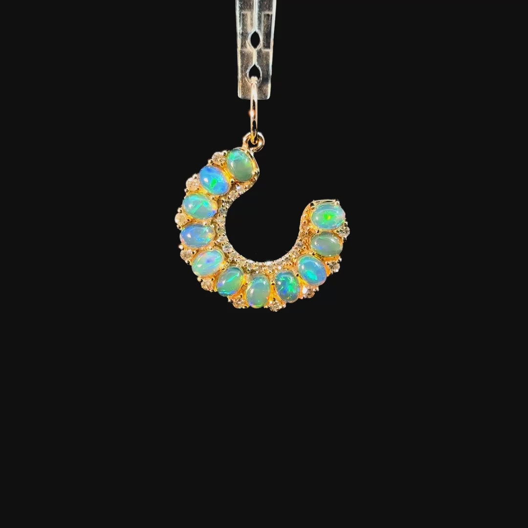 Opal Horseshoe Charm