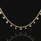 Multi Shape Diamond Ball Chain Yellow Gold Necklace