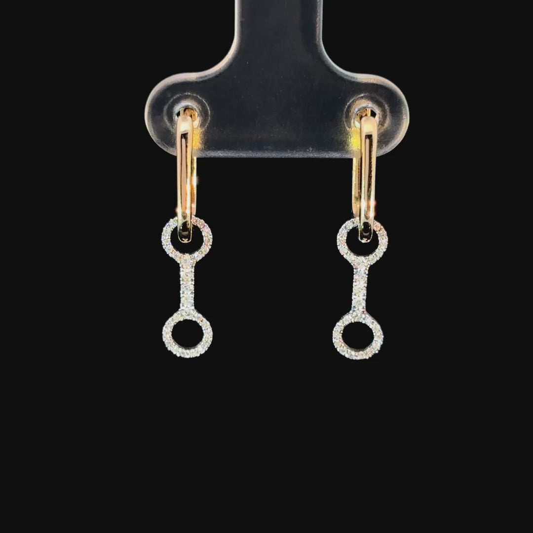 Huggie Horsebit Link Yellow & White Gold Diamond Earring