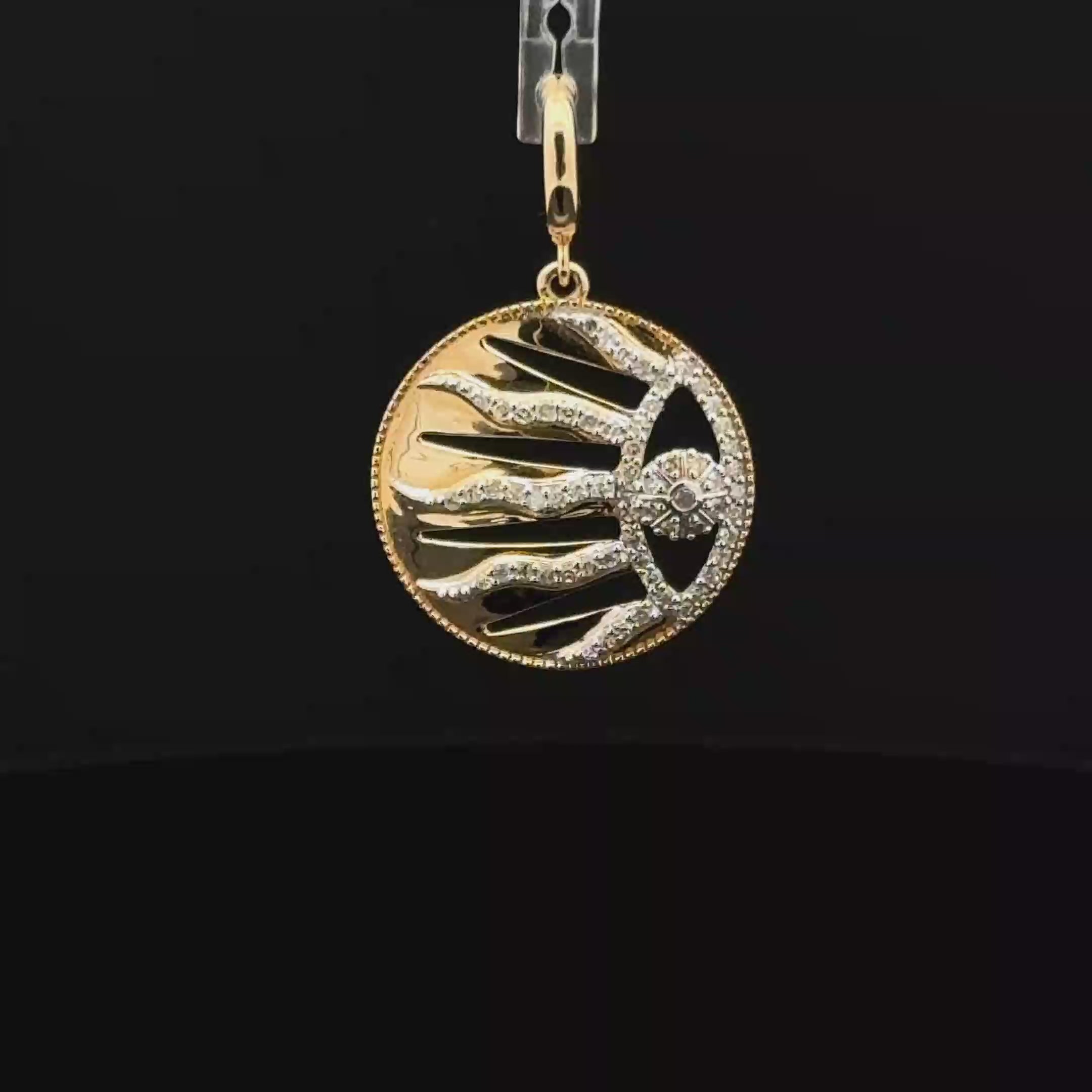 Sun Diamond Yellow Gold Charm