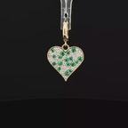 Diamond & Emerald Pavé Heart Yellow Gold Charm