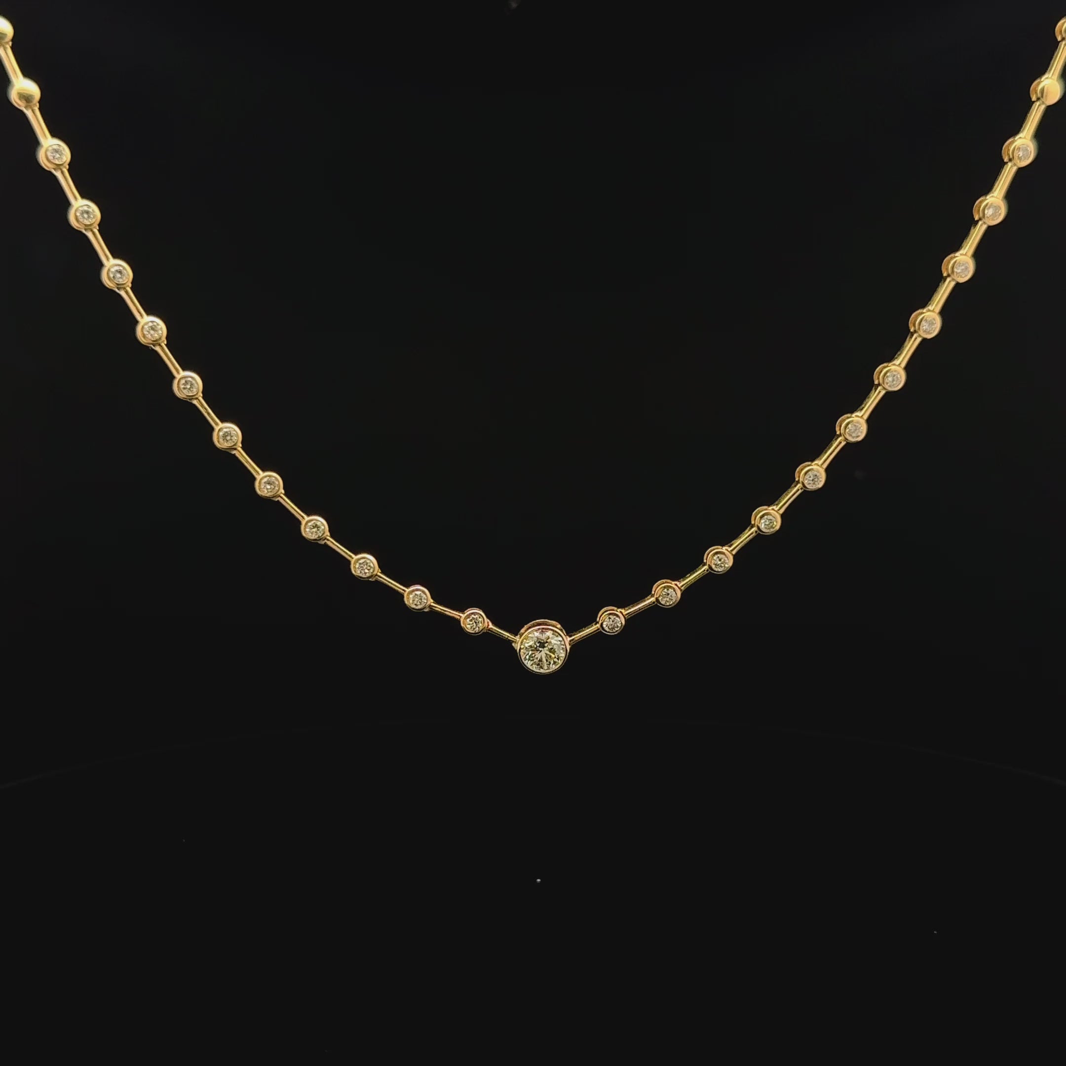 14K Yellow Gold Bezel Fashion Necklace